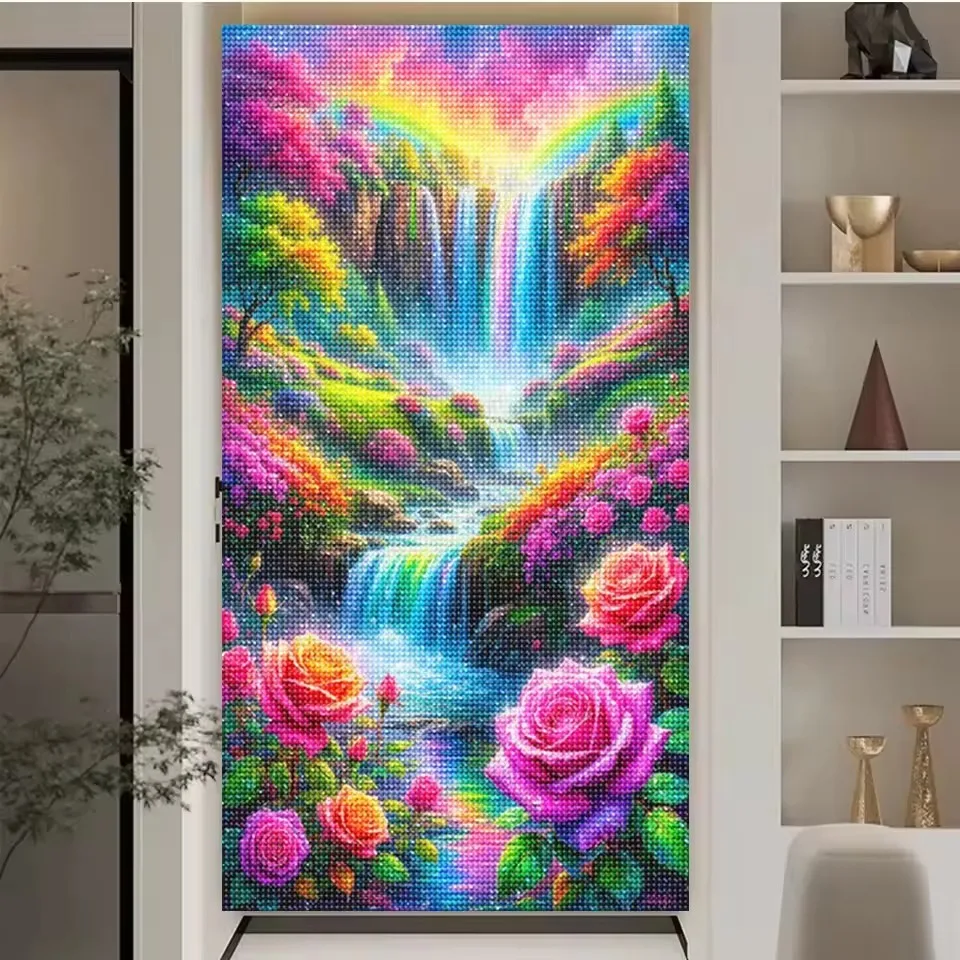 Dream Waterfall Flowers Wonderland 5D Diy Diamond Painting Full Square Round Diamond Mosaic Embroidery Scenery Art Home Decor - Image 2