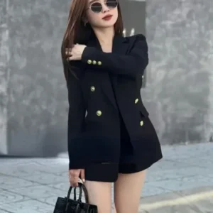 Blazers for Women Black Khaki Fashion Jacket Spring 2025 New in Woman Clothing Loose Office Ladies Double Outerwear Elegant Coat